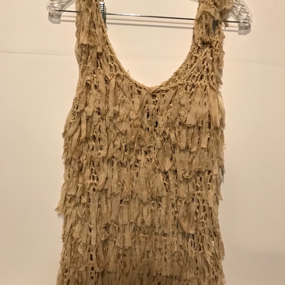 Crocheted and Fringed Tank Top